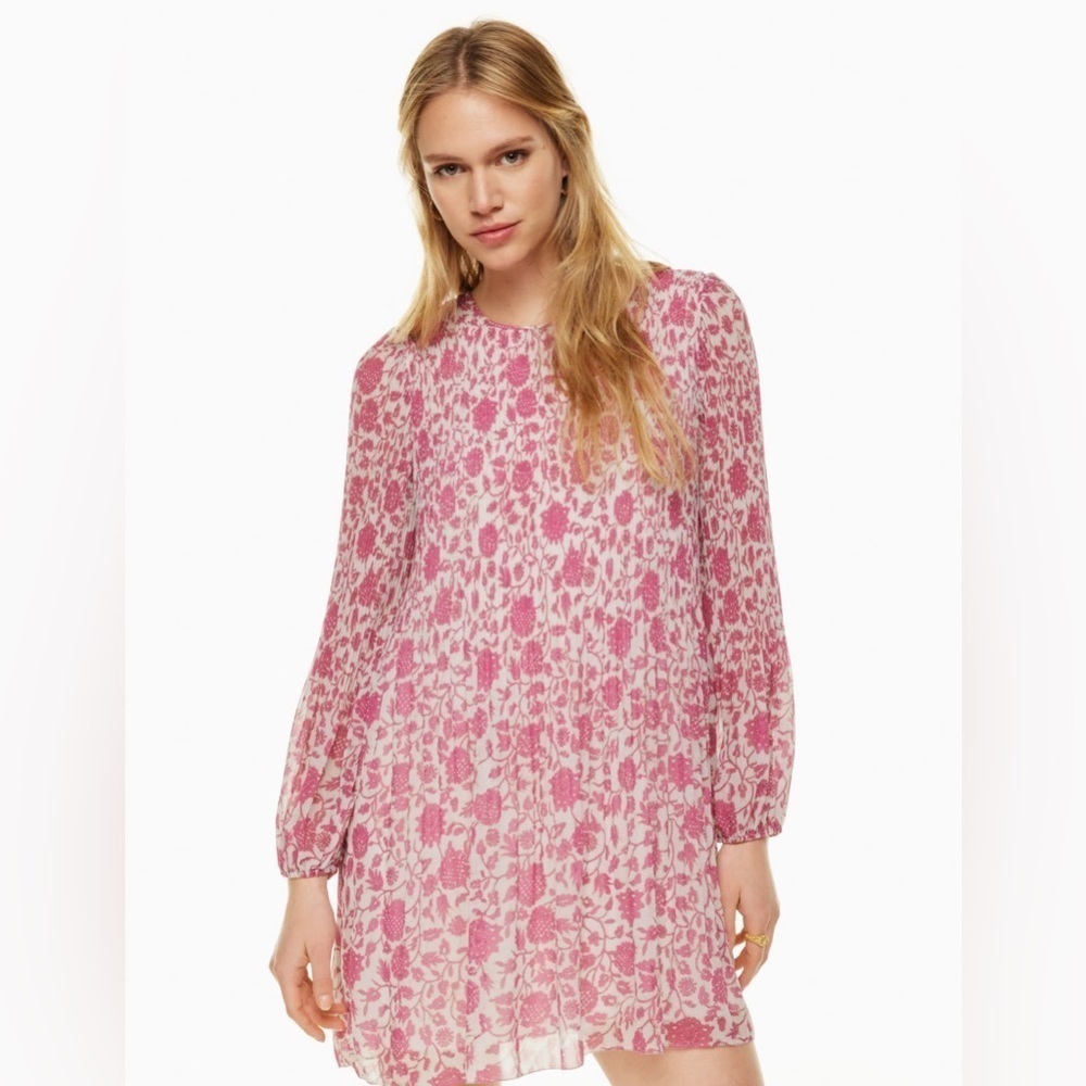 Aritzia Wilfred Daydreamer Mini Dress in Lt Birch/ Bright Rose